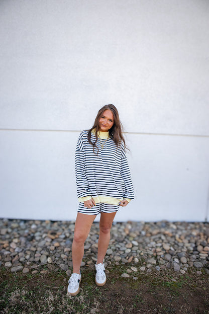 Banana Cream Stripe Short Set