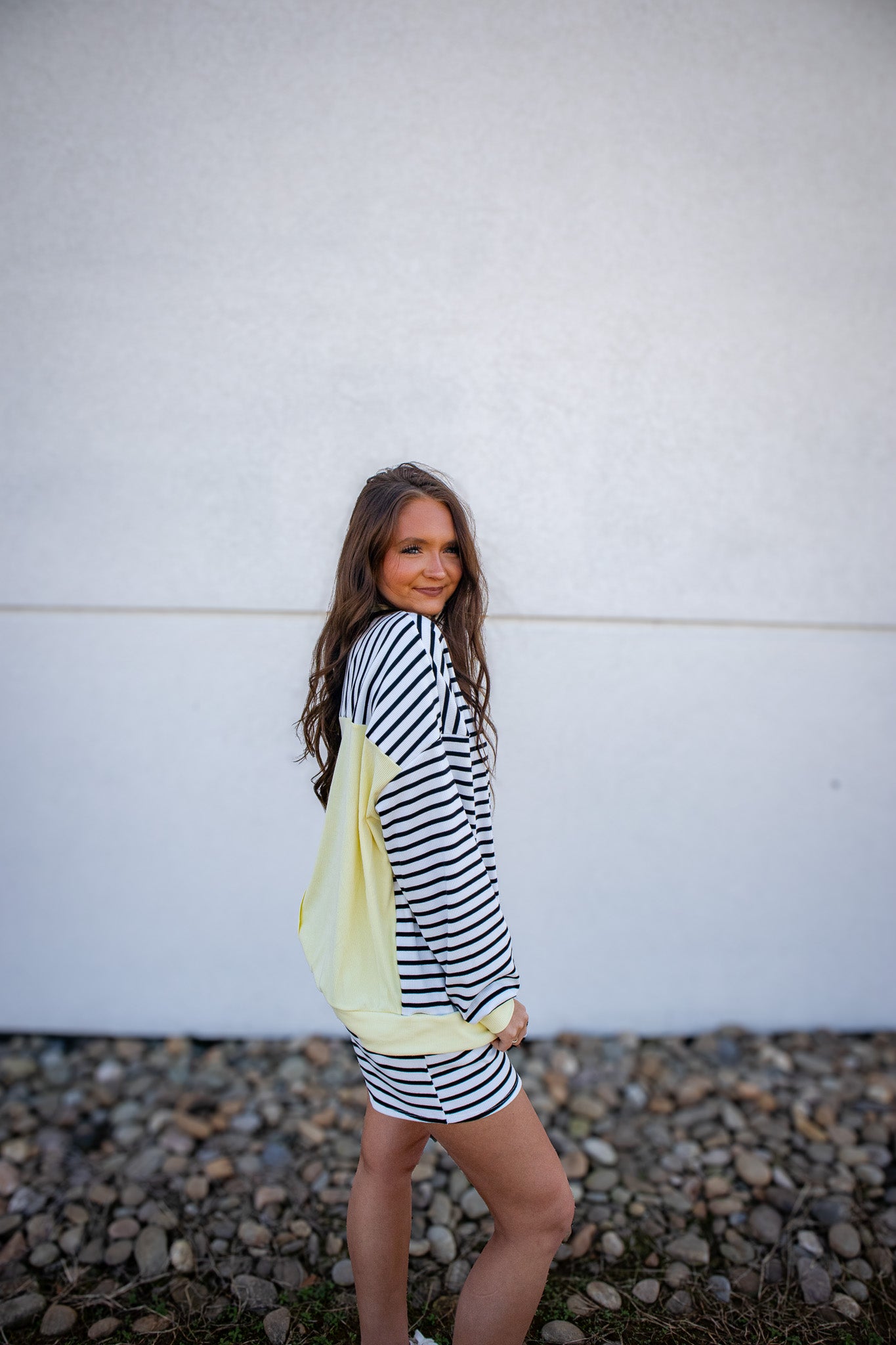 Banana Cream Stripe Short Set