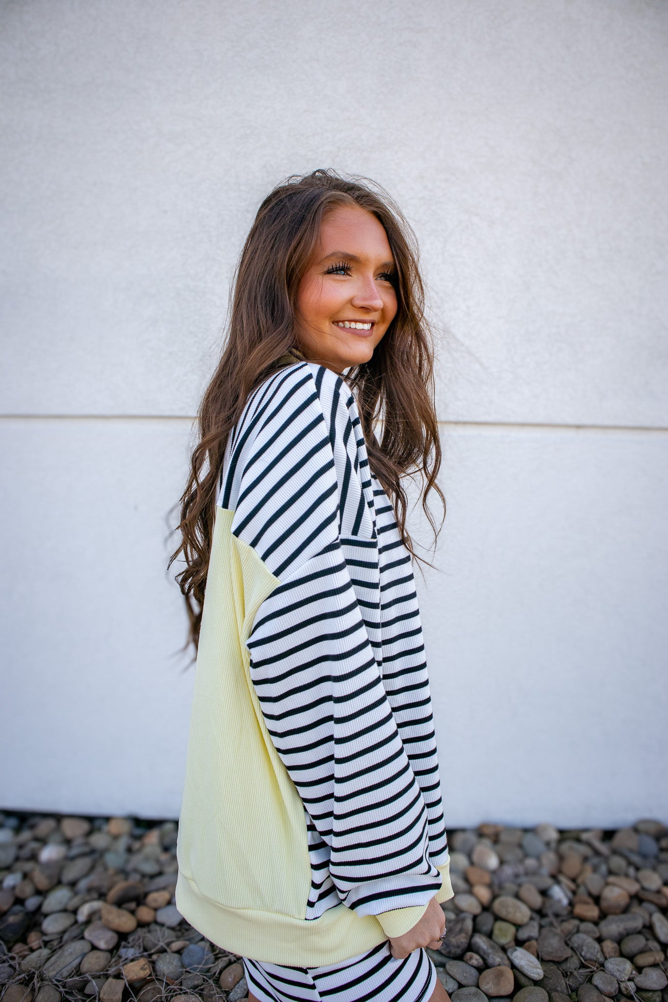 Banana Cream Stripe Short Set