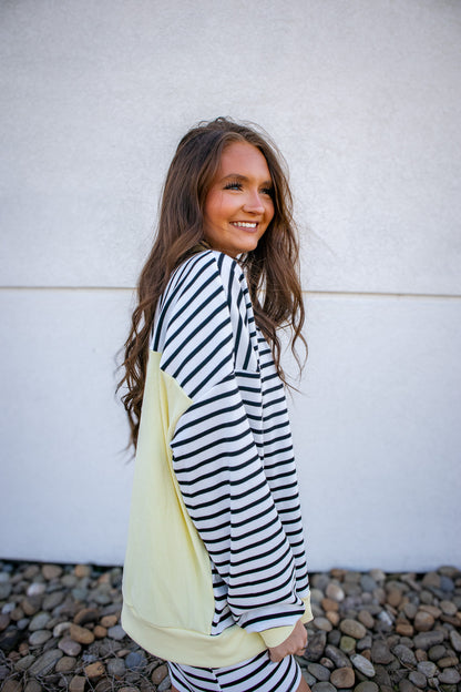 Banana Cream Stripe Short Set