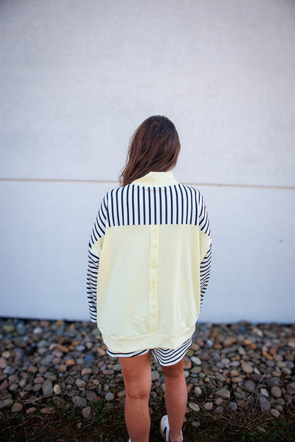 Banana Cream Stripe Short Set