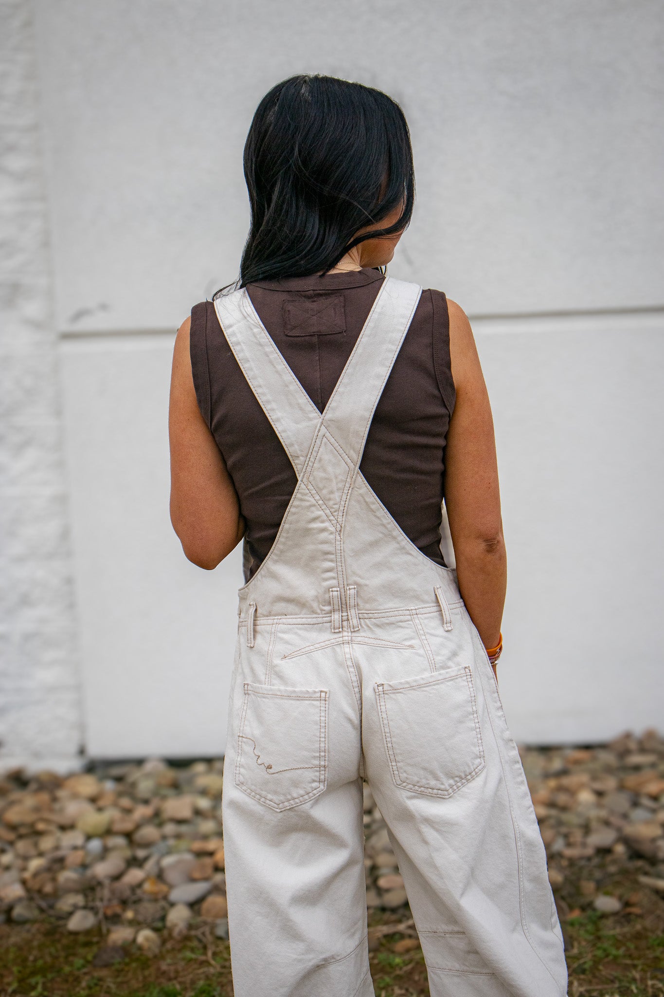 Free People - Good Luck Barrel Overalls - MILK