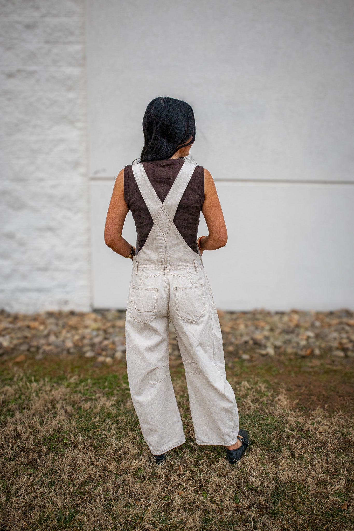 Free People - Good Luck Barrel Overalls - MILK