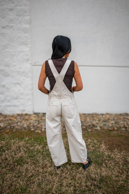 Free People - Good Luck Barrel Overalls - MILK