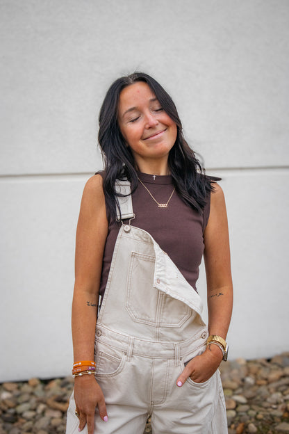 Free People - Good Luck Barrel Overalls - MILK