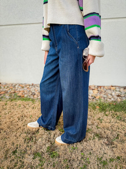 Hidden - Nori - Super Wide Leg Trouser Jean - Dark Wash