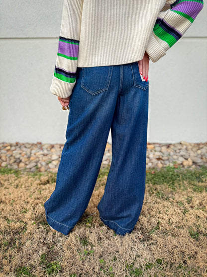 Hidden - Nori - Super Wide Leg Trouser Jean - Dark Wash