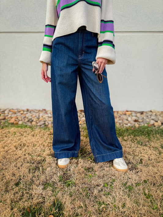 Hidden - Nori - Super Wide Leg Trouser Jean - Dark Wash