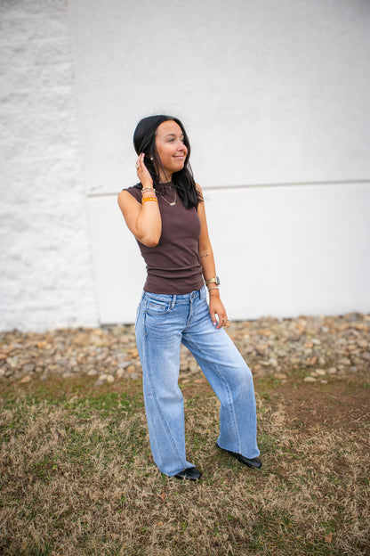 Hidden - Nori Forward Seam Mid Wide Leg Jeans