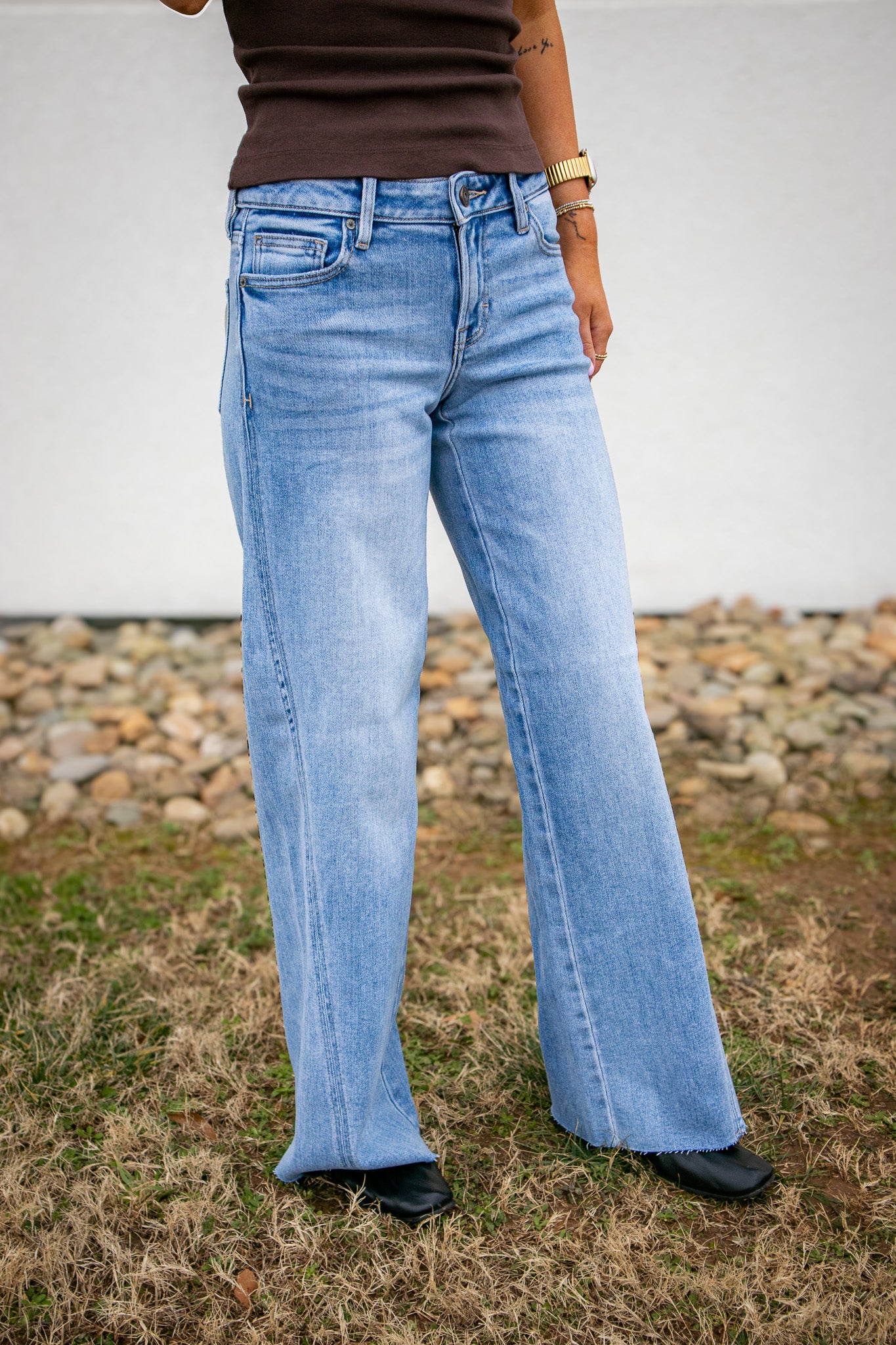 Hidden - Nori Forward Seam Mid Wide Leg Jeans