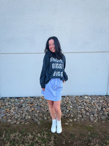Pinstriped Poplin Drawstring Skort