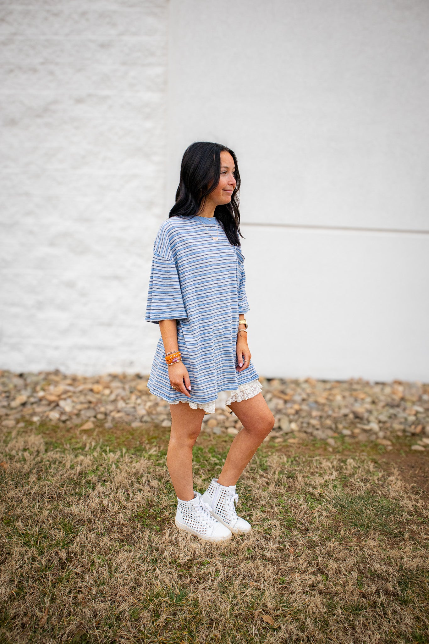 Free People - All Love Stripe Pocket Tee - BLISSFUL BLUE COMBO