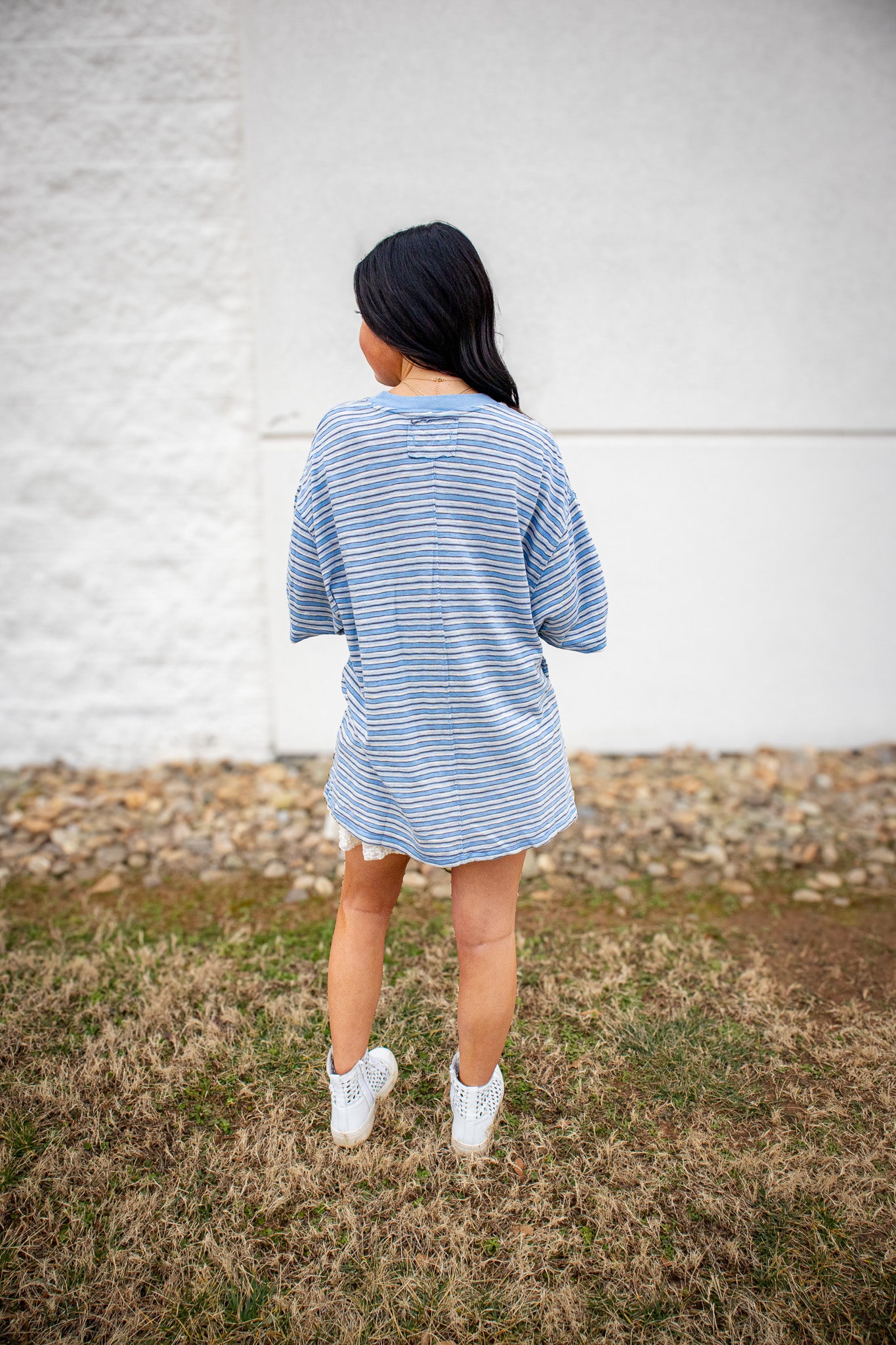 Free People - All Love Stripe Pocket Tee - BLISSFUL BLUE COMBO