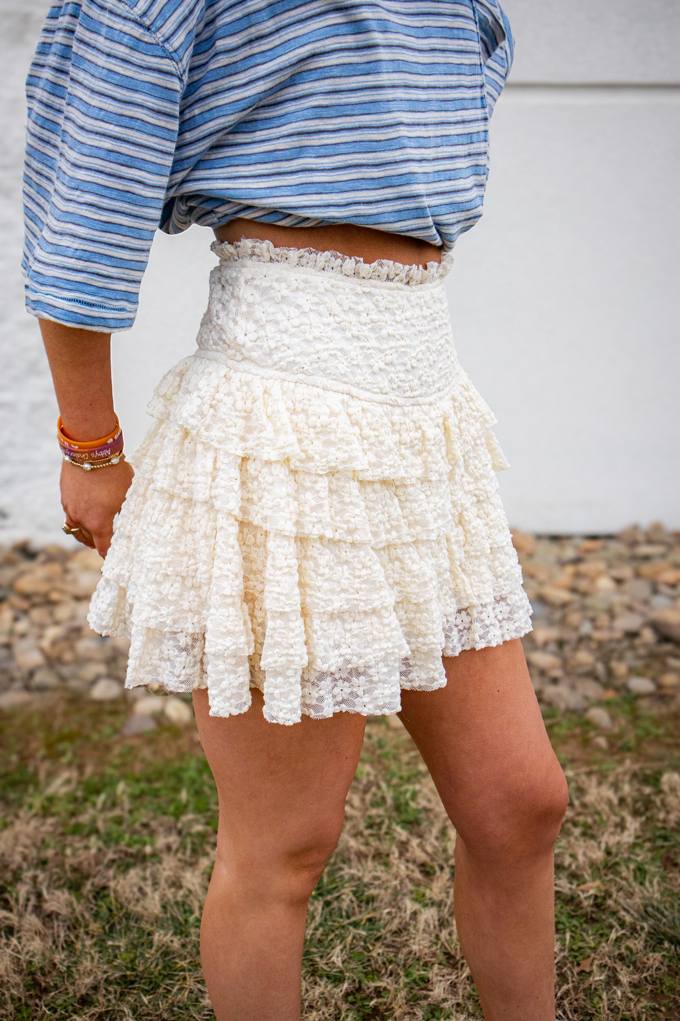 Ivory Bloom Ruffle Skort