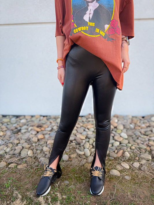 Spanx - Leather-Like Front Slit Skinny