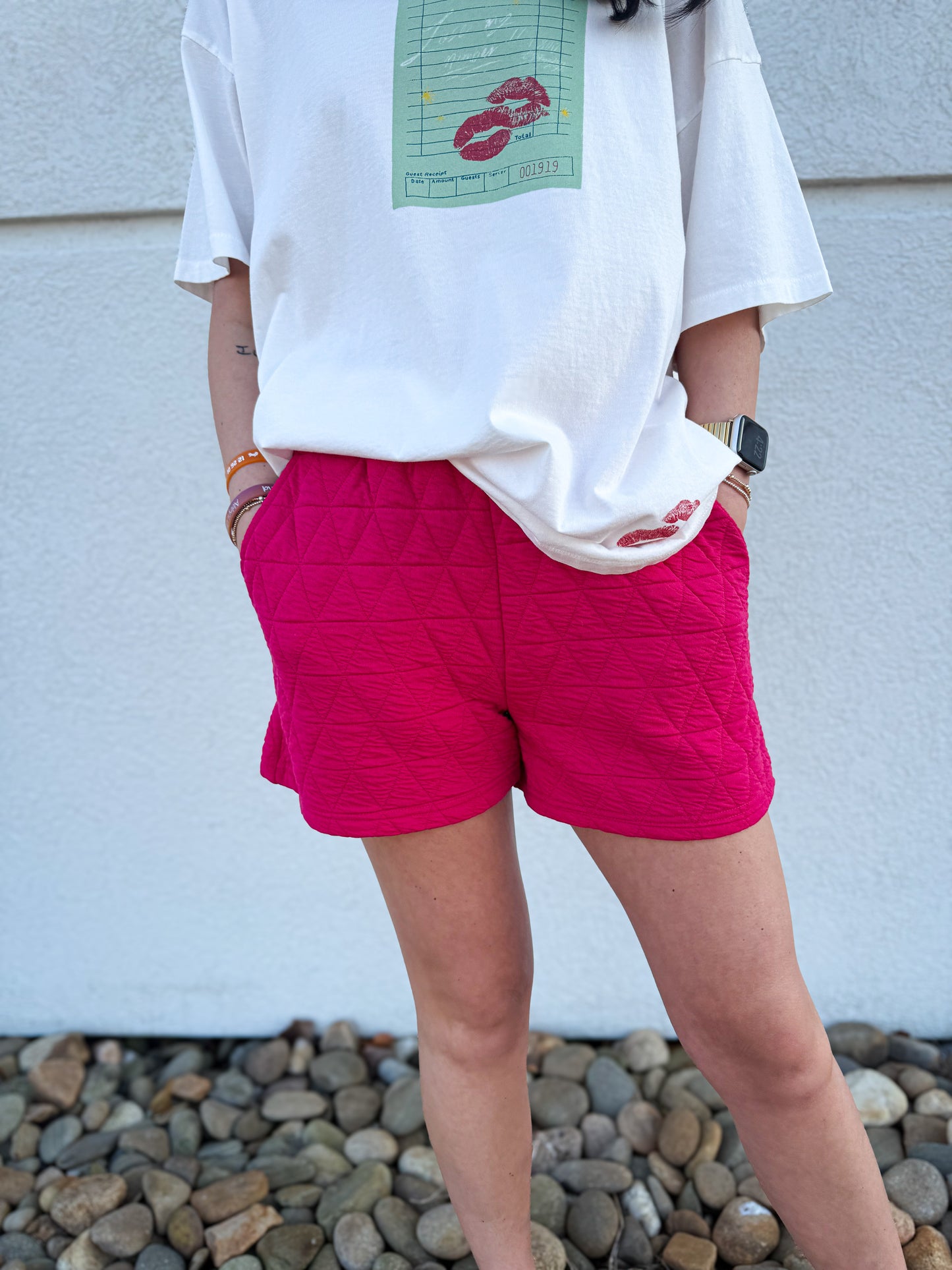 Hot Pink Tulip Quilted Shorts