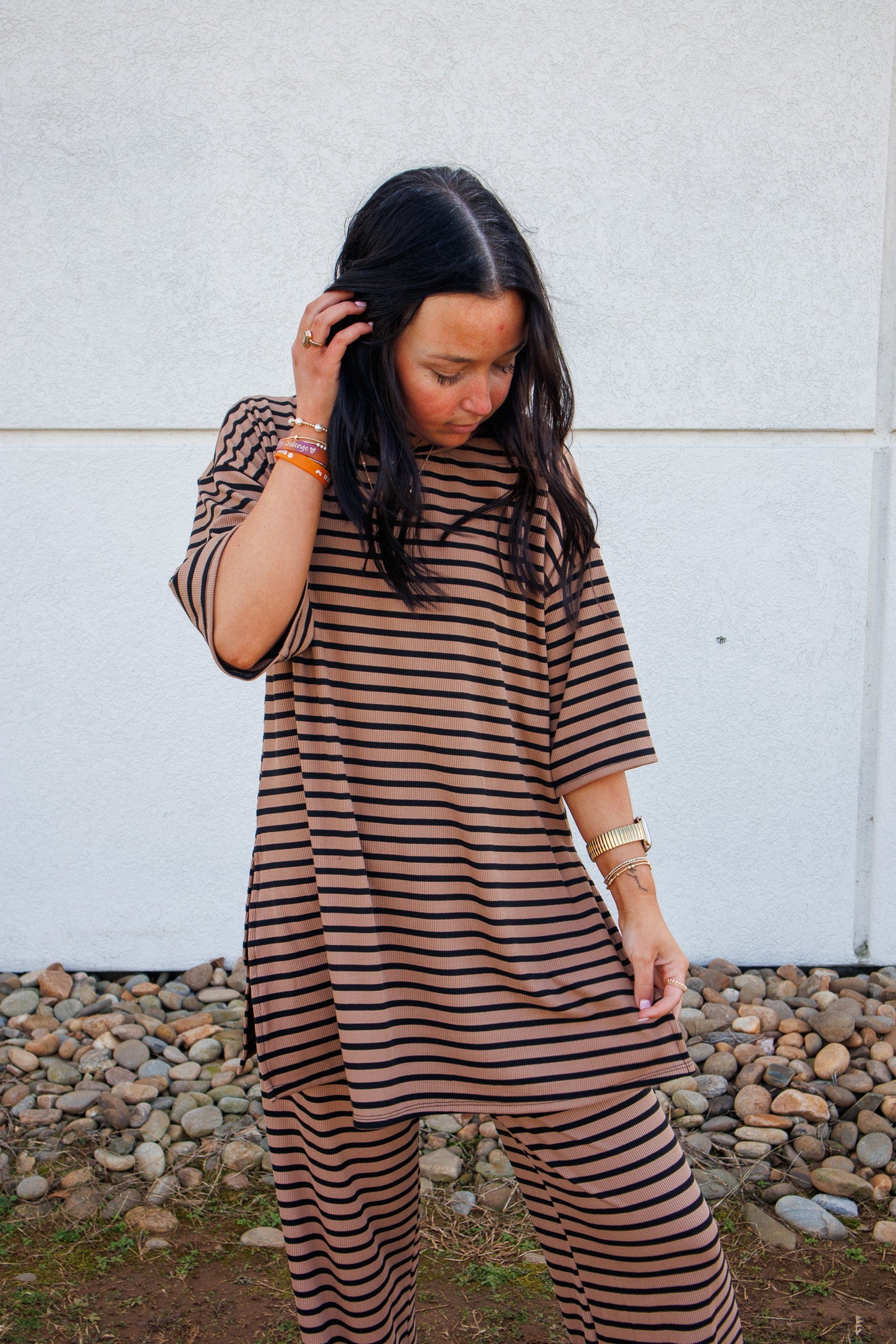 Mocha Muse Stripe Pant Set