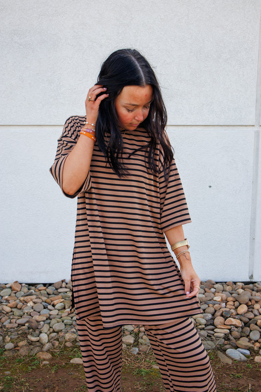 Mocha Muse Stripe Pant Set