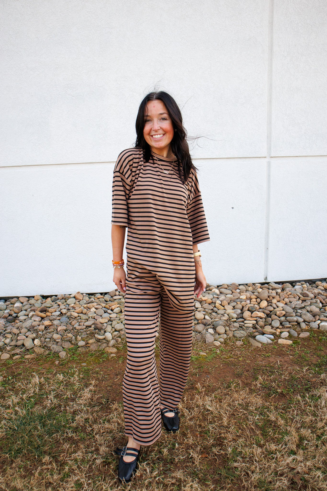 Mocha Muse Stripe Pant Set
