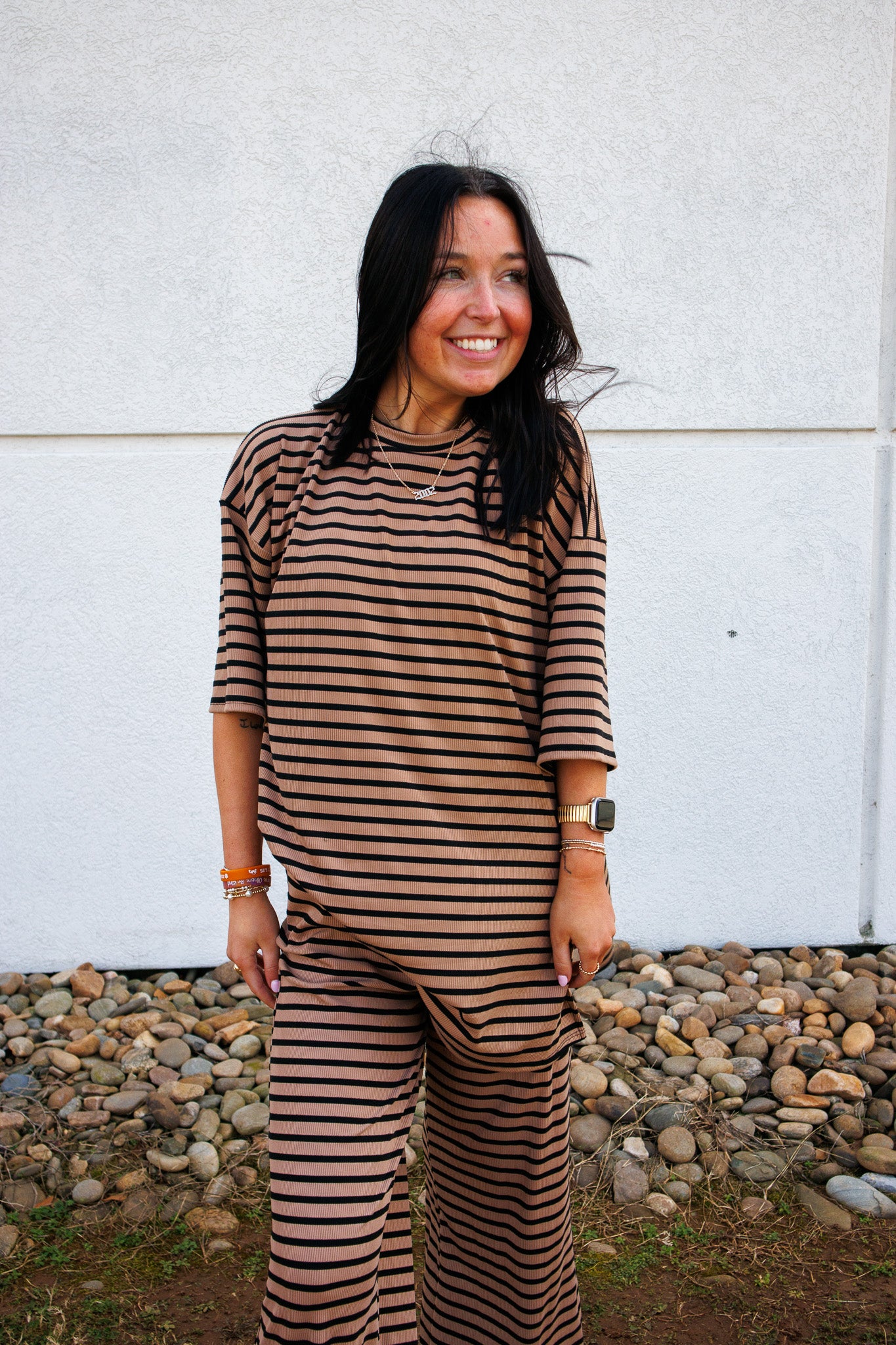 Mocha Muse Stripe Pant Set