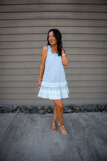 Ocean Mist Ruffle Mini Dress