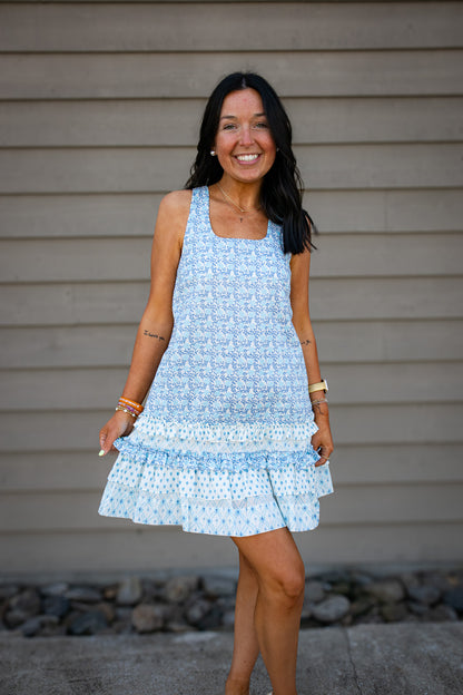 Ocean Mist Ruffle Mini Dress