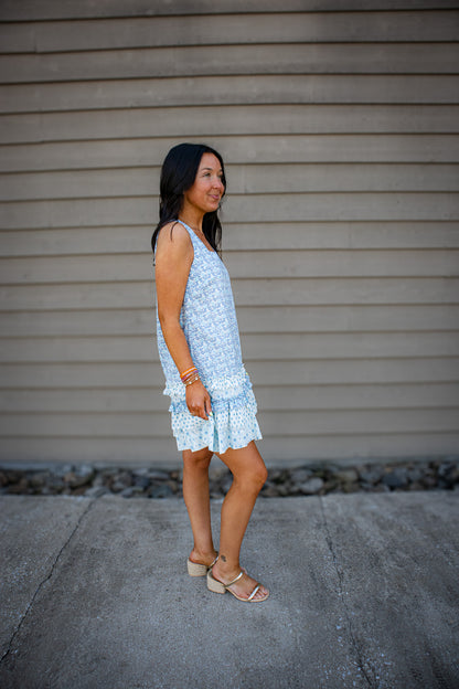 Ocean Mist Ruffle Mini Dress