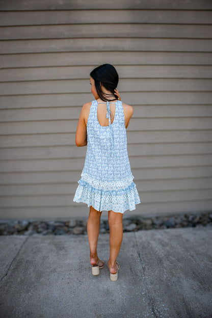 Ocean Mist Ruffle Mini Dress