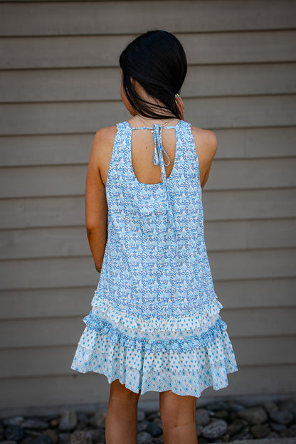 Ocean Mist Ruffle Mini Dress
