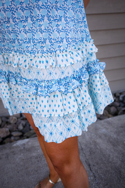 Ocean Mist Ruffle Mini Dress