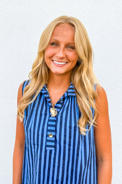Blue Hour Striped Sleeveless Midi Dress
