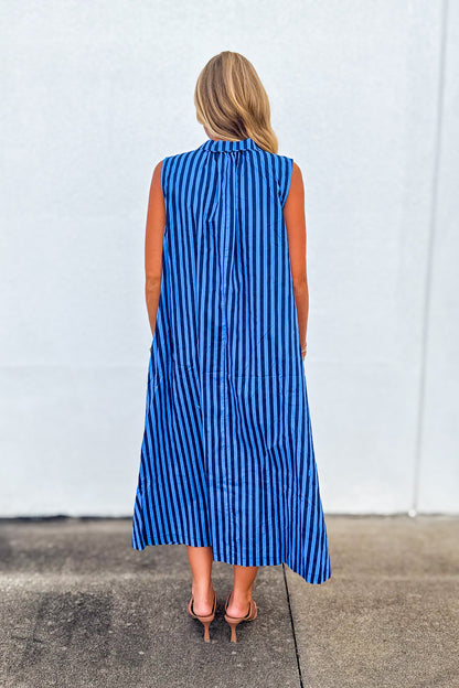 Blue Hour Striped Sleeveless Midi Dress