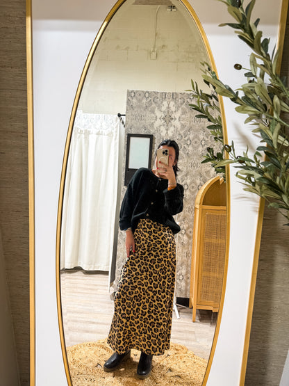 Leopard Legacy Satin Midi Skirt