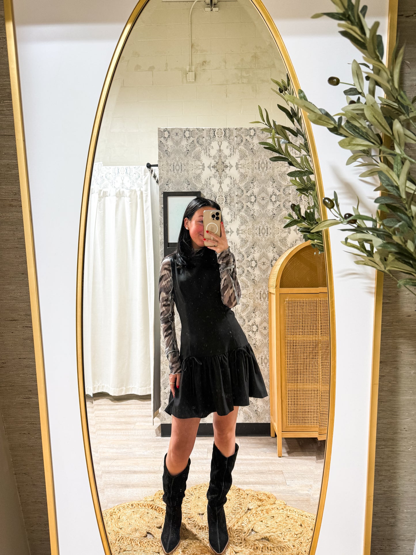 Tied in Elegance Black Mini Dress