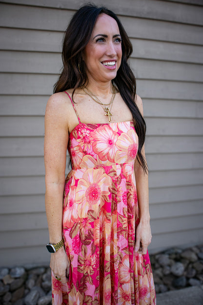 Sunset Hibiscus Maxi Dress