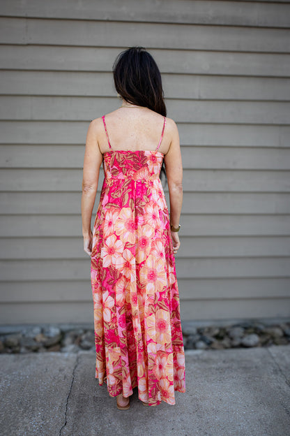 Sunset Hibiscus Maxi Dress