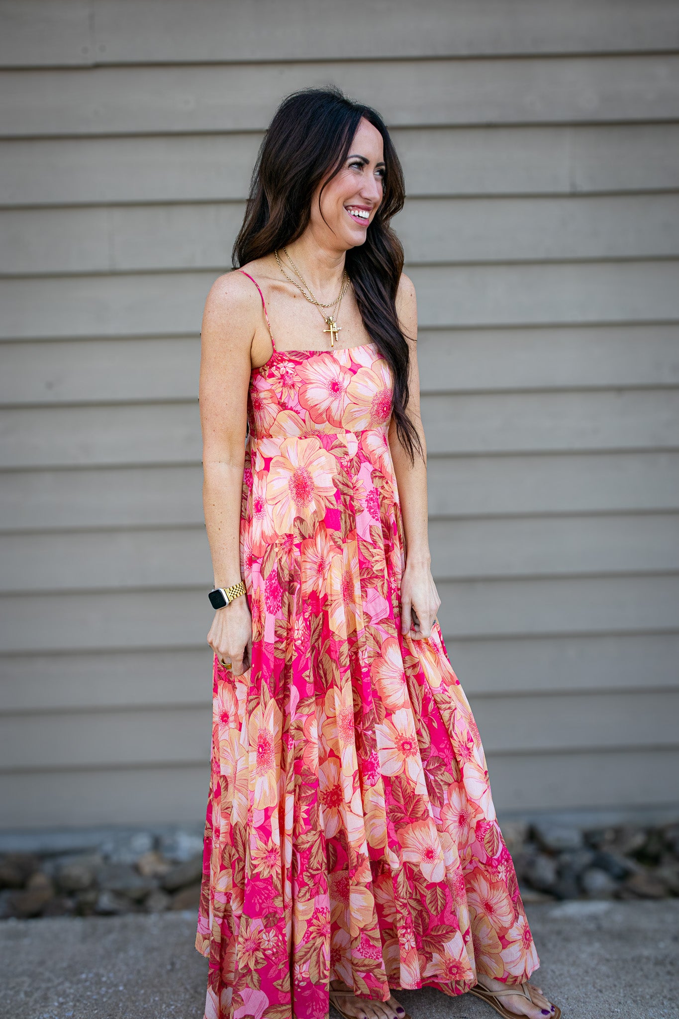 Sunset Hibiscus Maxi Dress