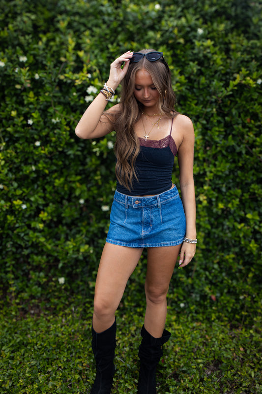 Free People - Jules Seamless Cami - BLACK COMBO