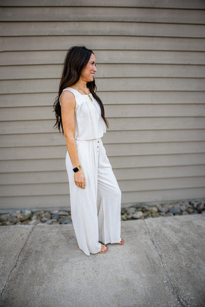 Linen Sands Square Neck Flowy Top