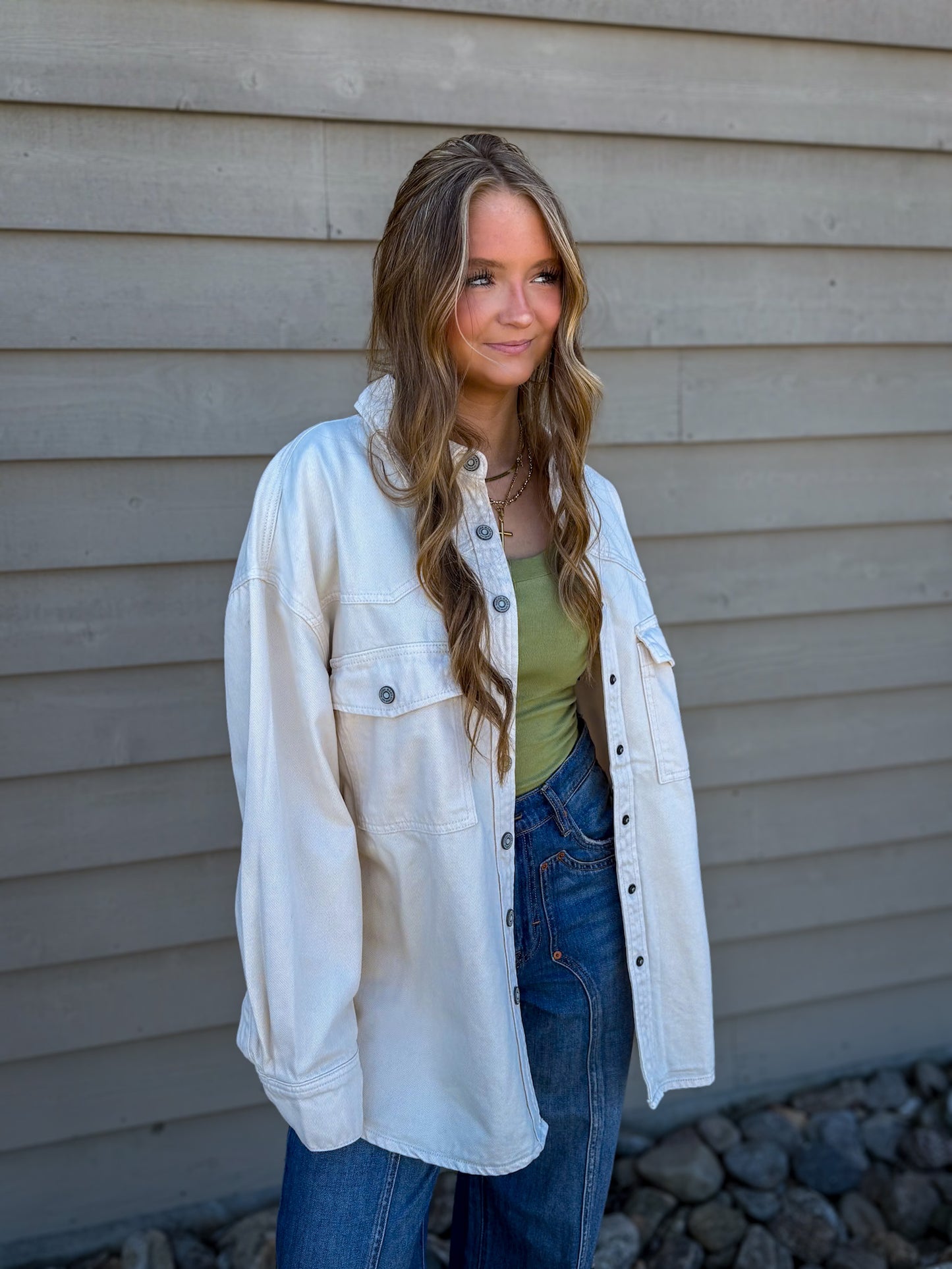 Hidden - Abbey Ecru Oversized Western Jacket