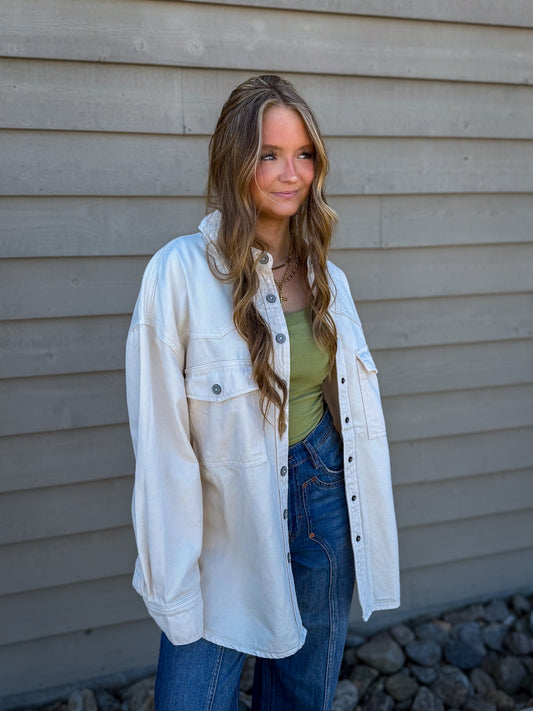 Hidden - Abbey Ecru Oversized Western Jacket