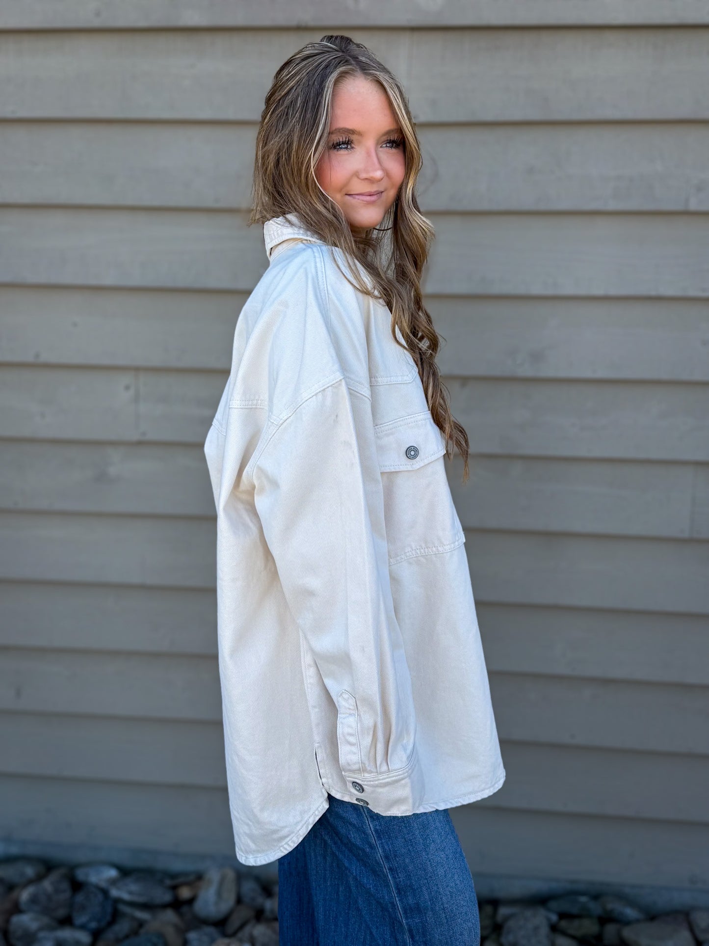 Hidden - Abbey Ecru Oversized Western Jacket