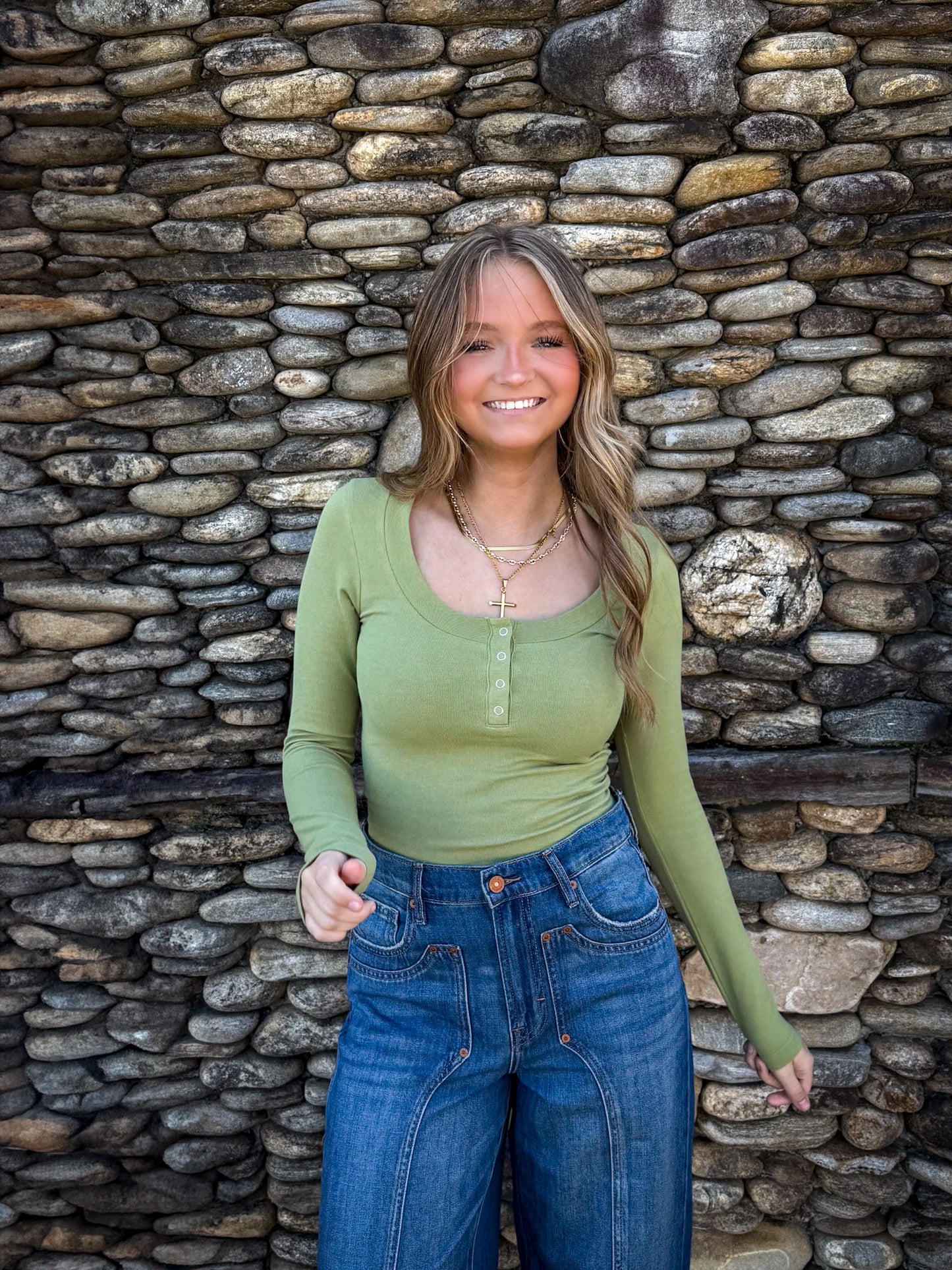 Free People - Wide Awake Layering Top - MOSSTONE