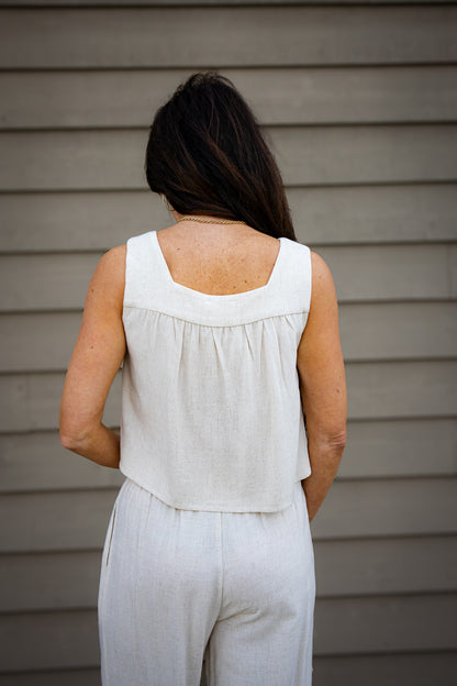 Linen Sands Square Neck Flowy Top
