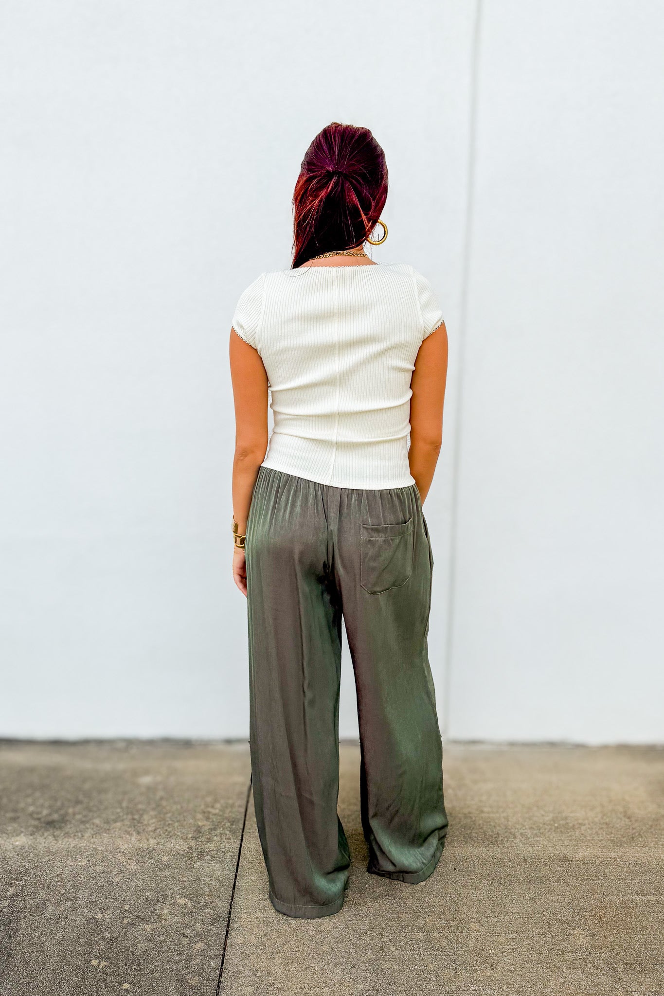 Olive Grove Iridescent Luxe Wide Leg Pants