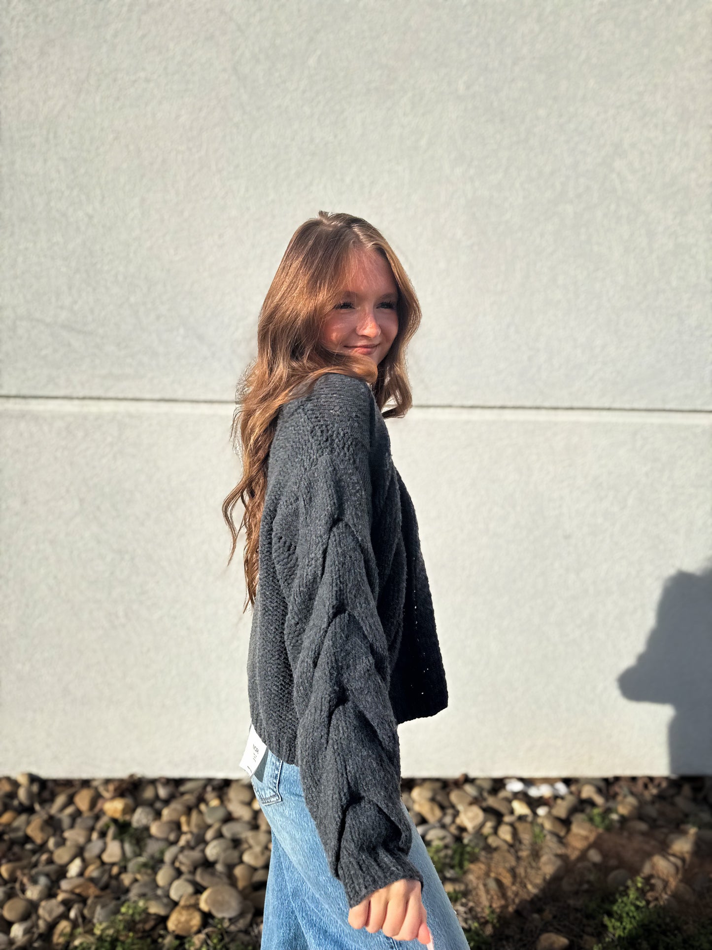 Cable Knit Charcoal Cardigan