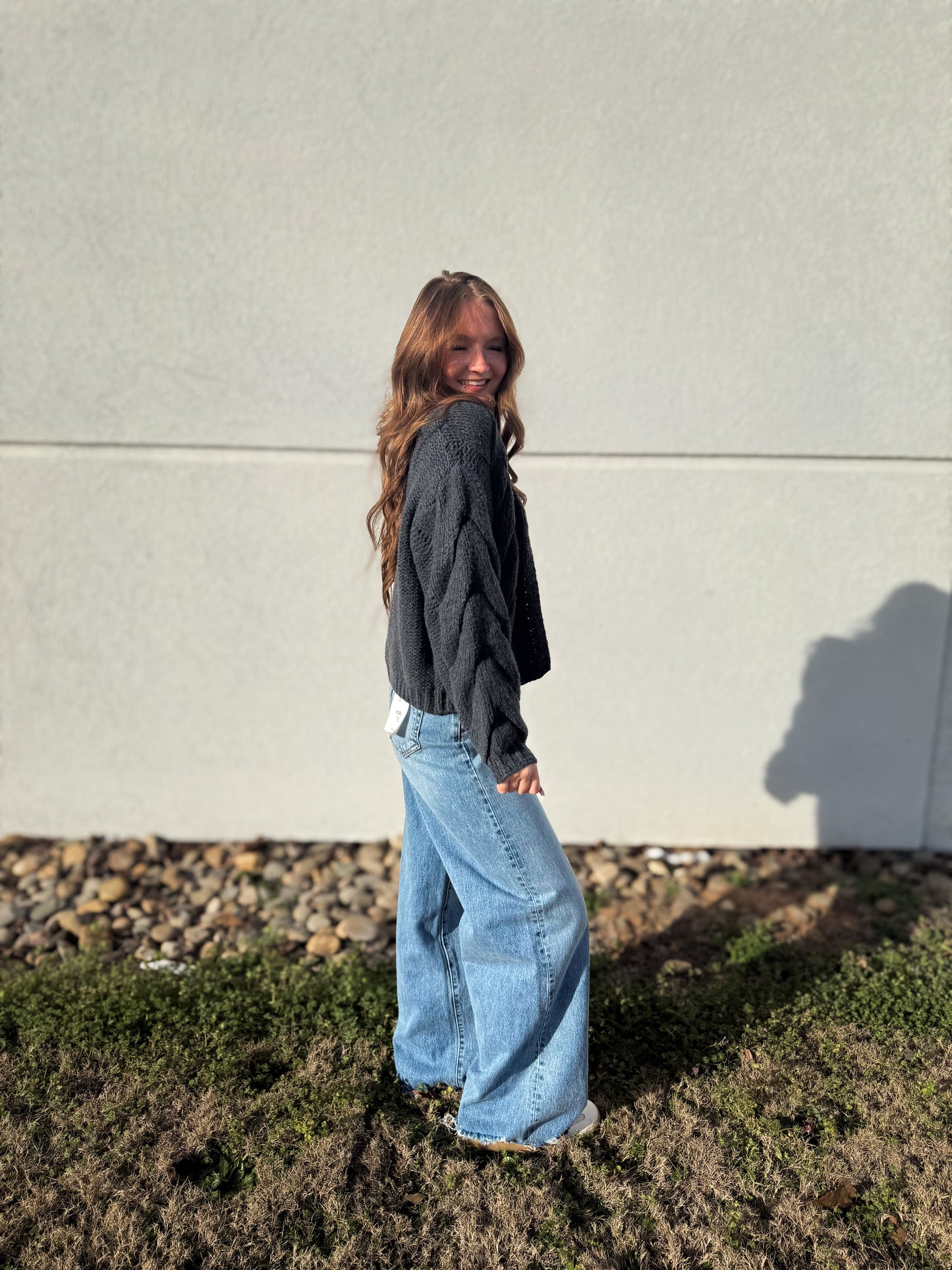 Cable Knit Charcoal Cardigan