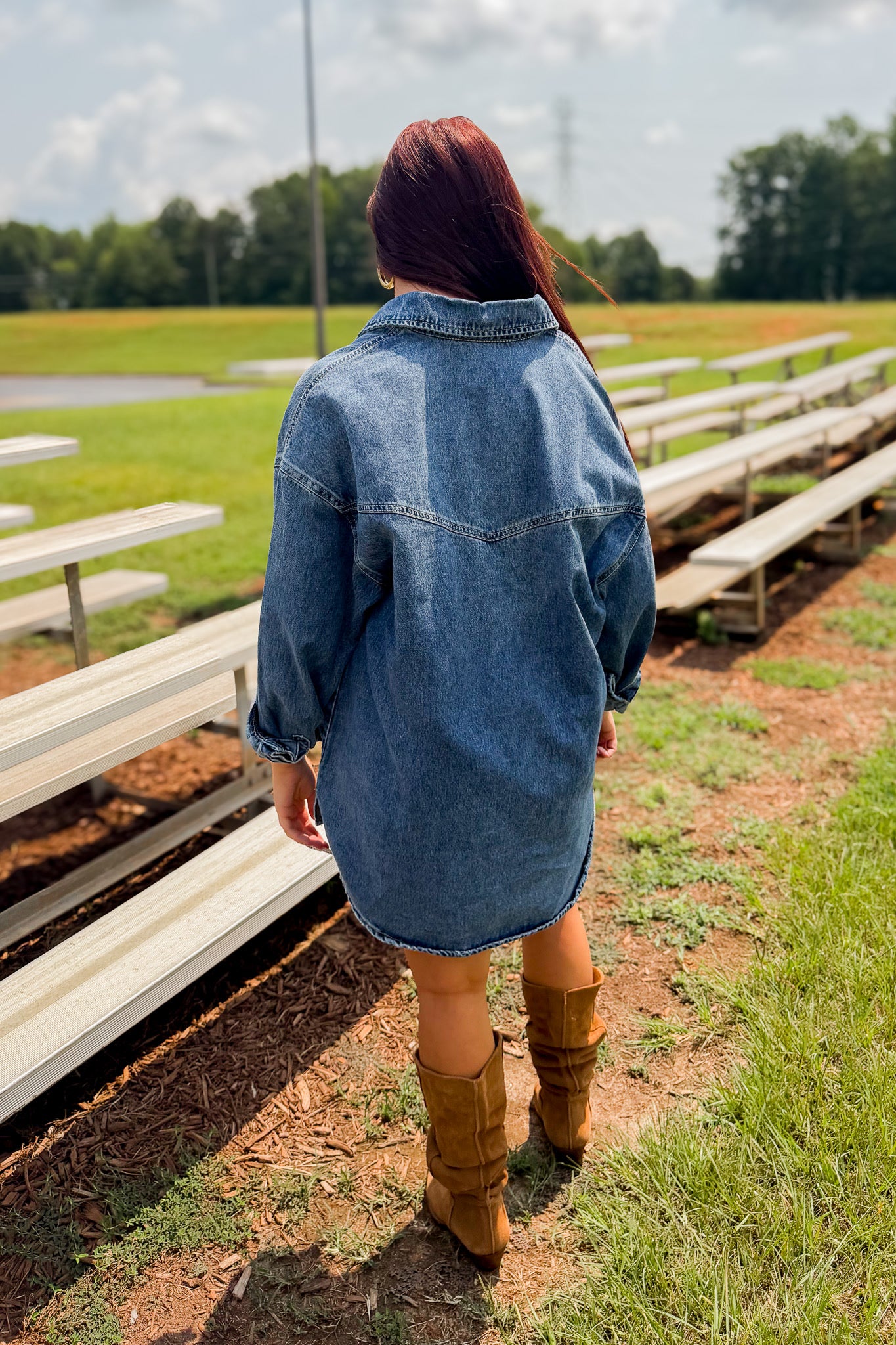 Hidden - Abbey Oversized Denim Shacket – Medium Dark Wash