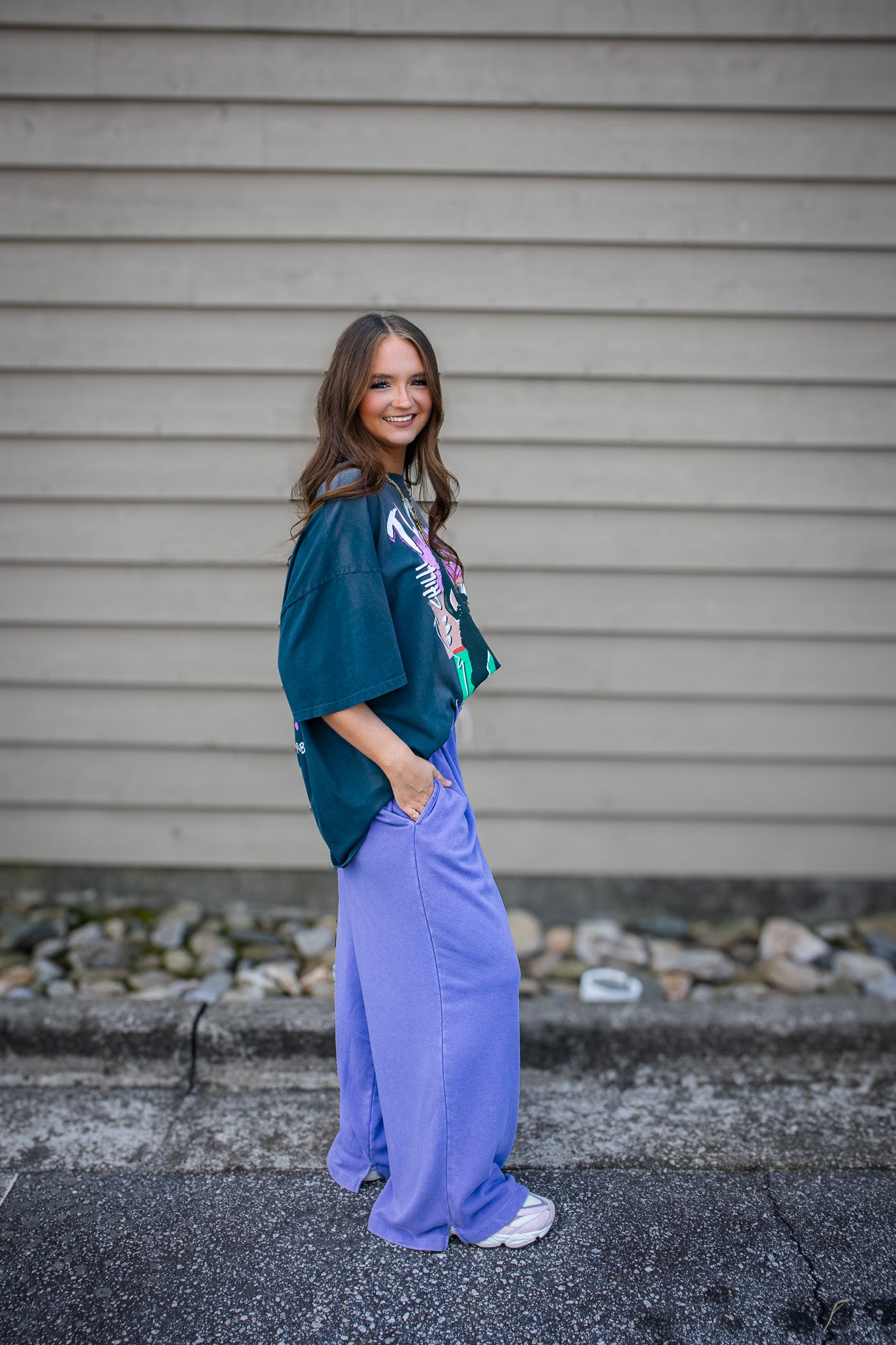 Laid Back Foldover Sweatpants - DUSTY PURPLE