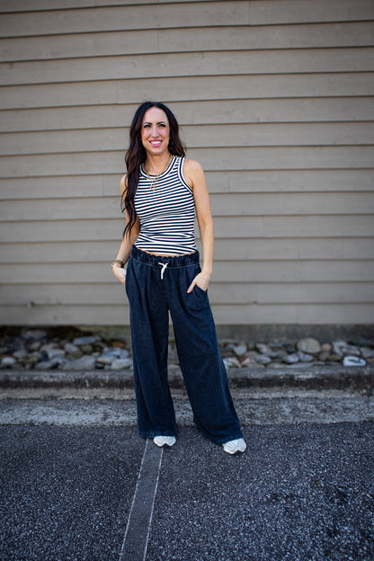 Go-To Striped Tank - BLACK